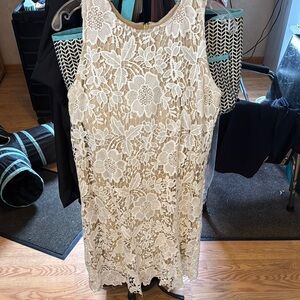 Elegant Lace Mini Dress in Cream